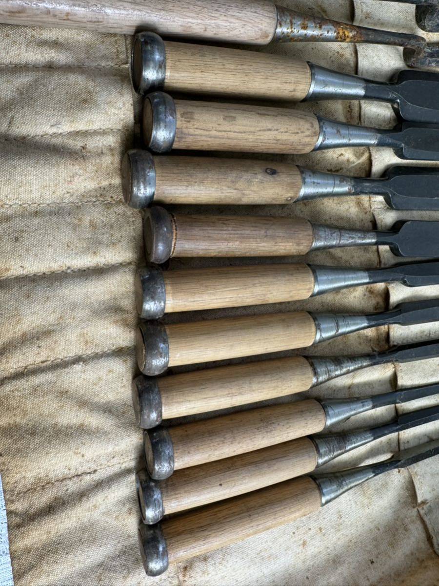 ノミのみ鑿古道具大工道具木工13本セット在銘有現状中古品-鑿刀 ノミのみ鑿古道具大工道具木工13本セット在銘有現状中古品-鑿刀