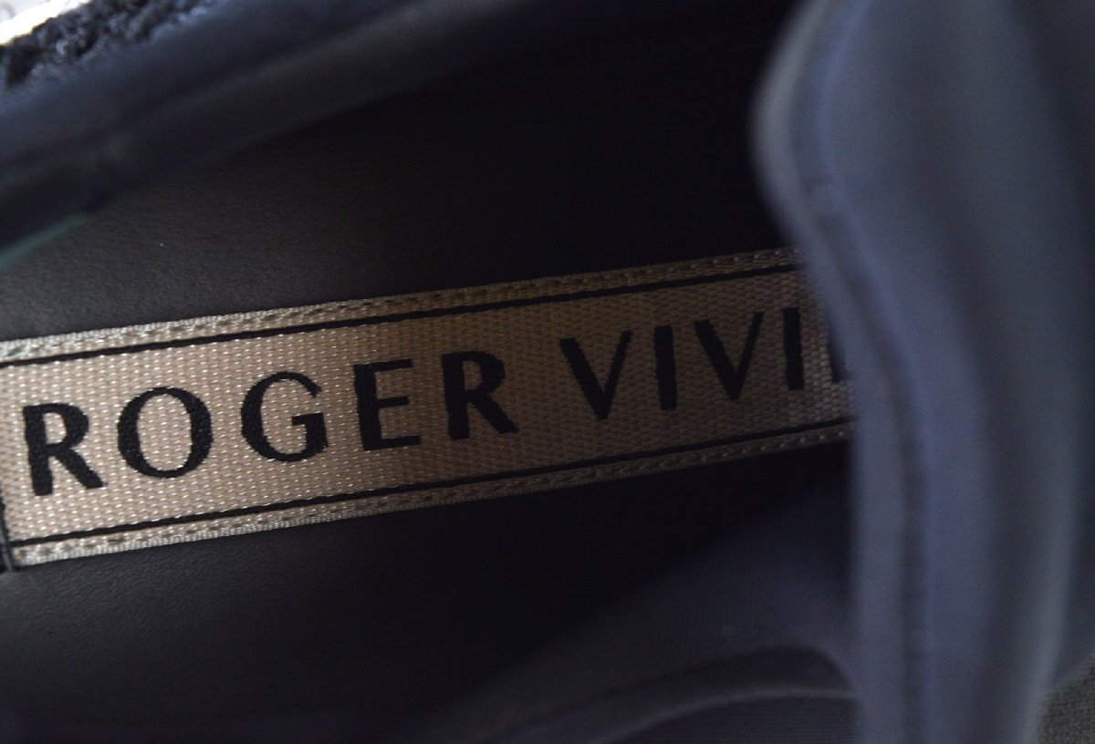 1265-24C0100★ロジェヴィヴィエ Roger Vivier★ストラス バックル VIV RUN ヴィヴランスニーカー 38 黒NERO ショックヒール 定価174900円_画像4