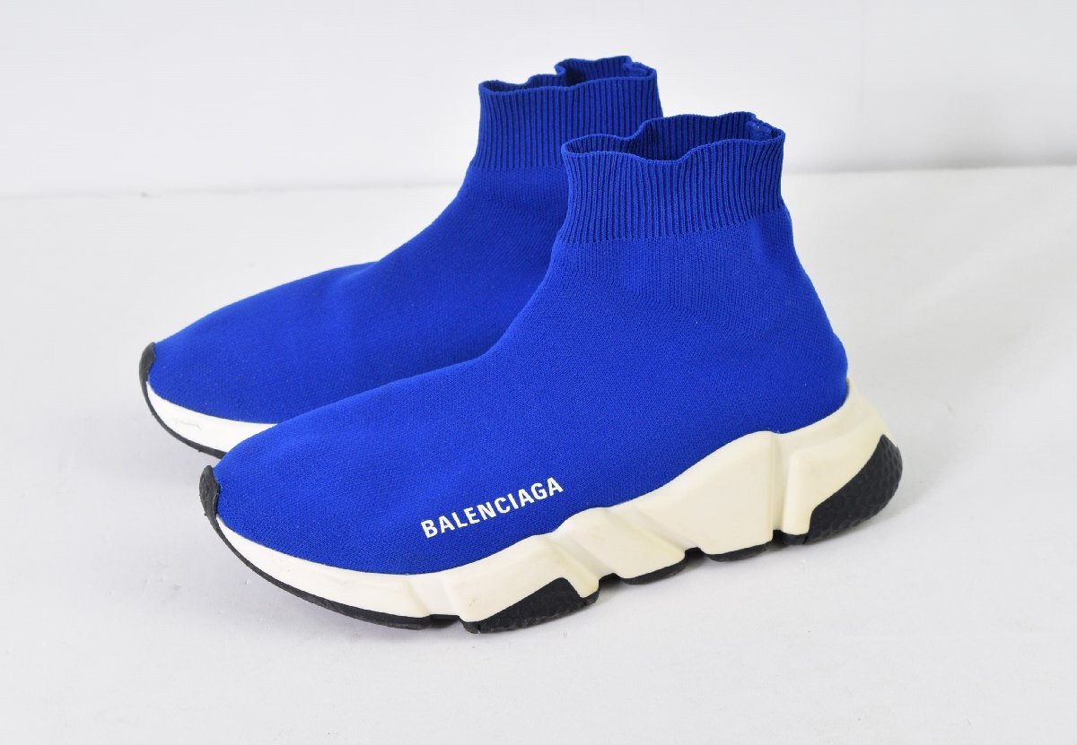 1265-24C0174★バレンシアガBALENCIAGA ★スニーカー 青ブルー 23.0 ソックスニットスニーカー SPEED LT SNEAKERの画像1