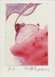 風倉匠画額「Leaving the trace（印をおいて）」 ペン　水彩　紙　サイン、年記　2.8×2　F:39.5×31　1972年　Sho Kazakura