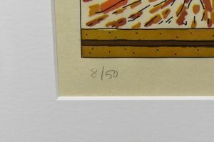 ピーター・ハリー版画額「爆発のある部屋」レリーフプリント　限50　サイン、年記　SCAI THE BATHHOUSEシール　28×58　1993_画像5