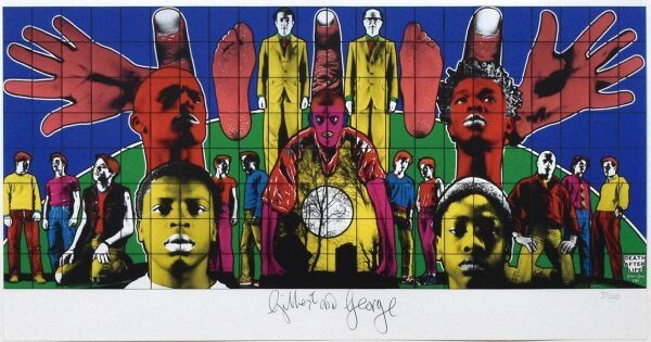 ギルバート＆ジョージ版画額「Death after Life」 オフセット　限100　サイン　20×45.5　F:39.4×60.6　1984年　Gilbert And George