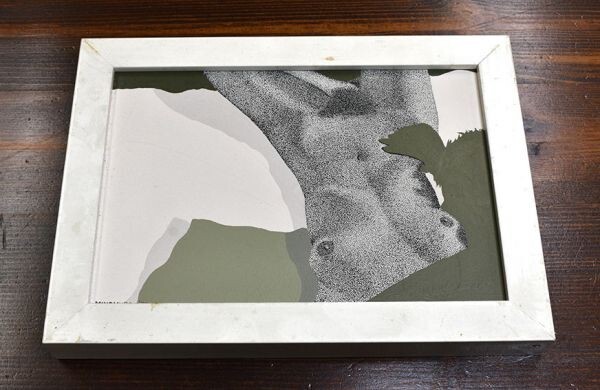 箕村禧男画額「作品」　油彩　キャンバス　サイン、年記　14.5×21.5　F:19×26　1975年　Yoshio Minomura_画像3
