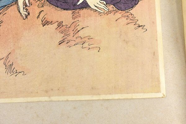 竹久夢二版画「花をたづねて」 木版画 「夢二名作集（加藤版画研究所）」より 30.5×22 台紙38.5×29.2 Yumeji Takehisaの画像6