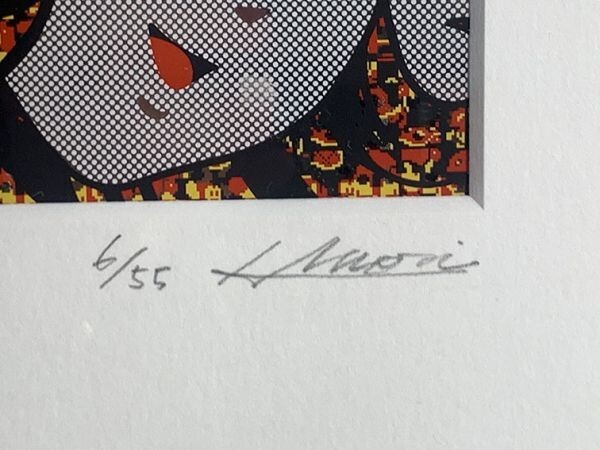 森洋史版画額「作品」　限55　マットにサイン　9.5×9.5　F:21.4×21.4　額装_画像2