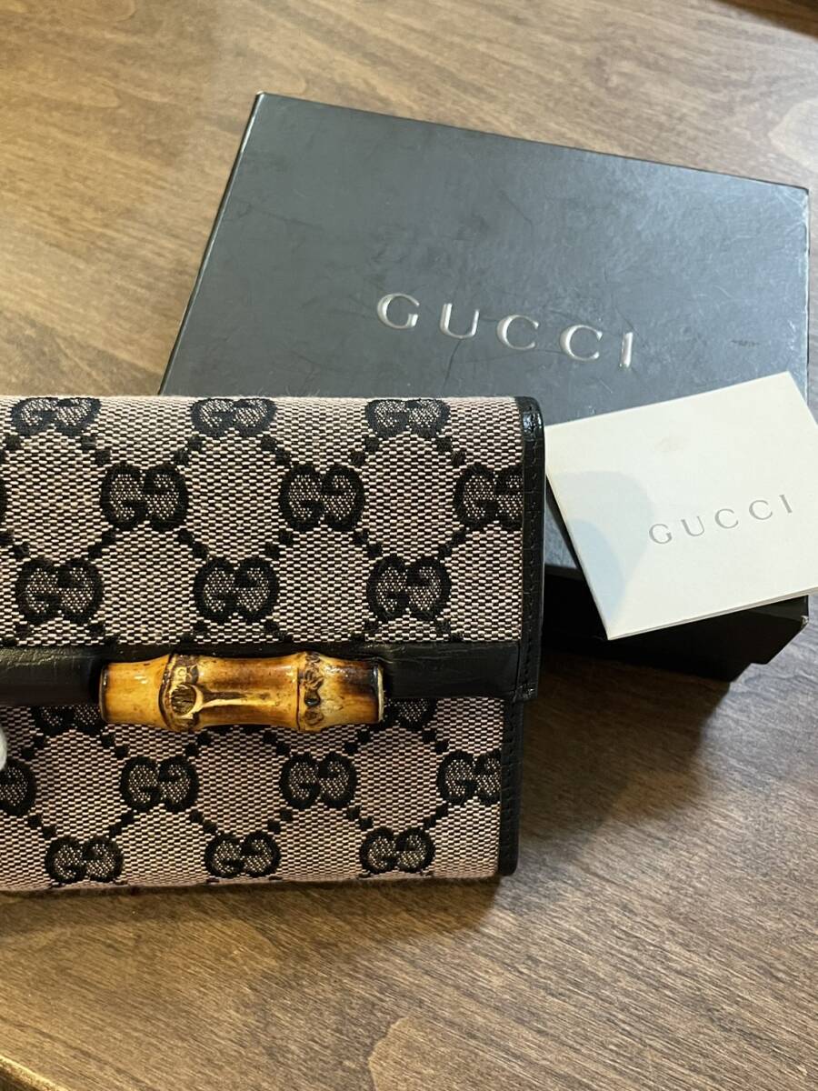 1円～【Vintage】GUCCI 財布 バンブー GGキャンバス オールドグッチ_画像1