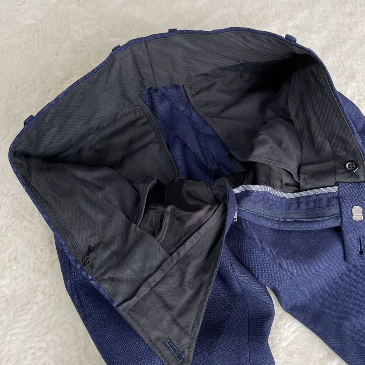 【極美品】azabu tailor 麻布テーラー スーツ 上下 セットアップ サイドベンツ 背抜き ブルー 青 ネイビー ウール 46(M) メンズ 日本製_画像8