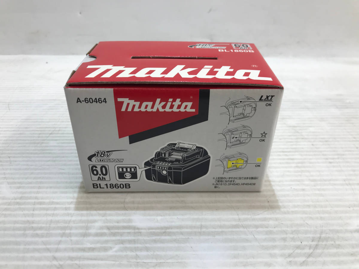 【未使用品】makita(マキタ) 18V6.0Ahリチウムイオンバッテリー残量表示付 BL1860B (A-60464) /ITW40HQXKBX8_画像1