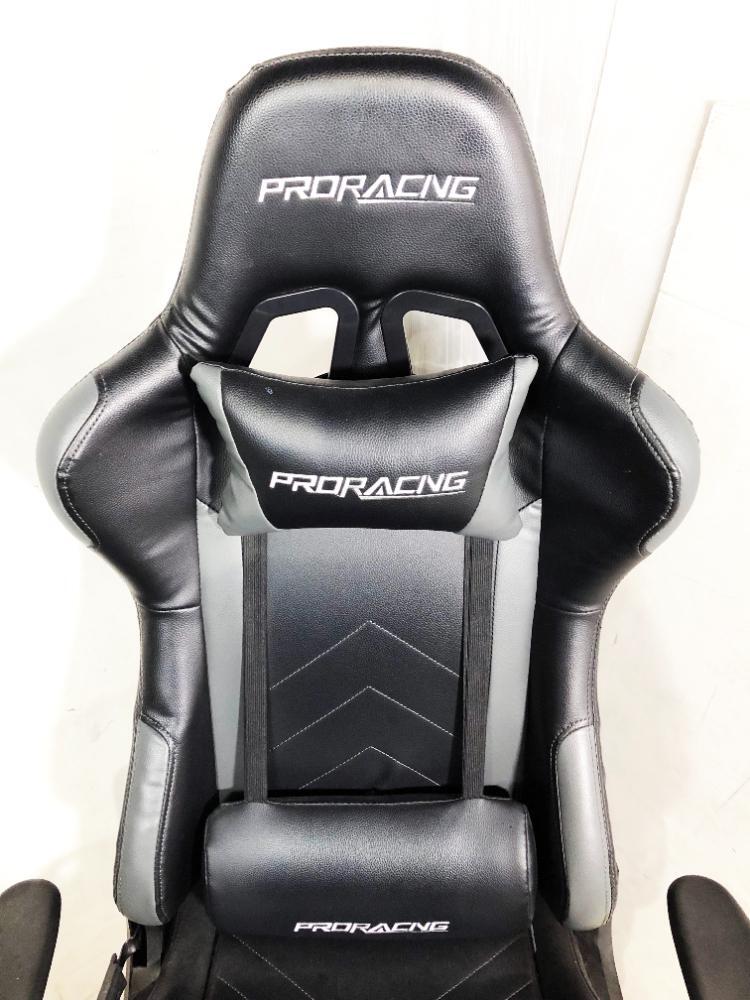 送料無料★超美品 中古★PRORACING 人間工学デザインで快適な座り心地。 ランバーサポート付き！ゲーミングチェア 【PRORACING 黒】D3UR_画像3