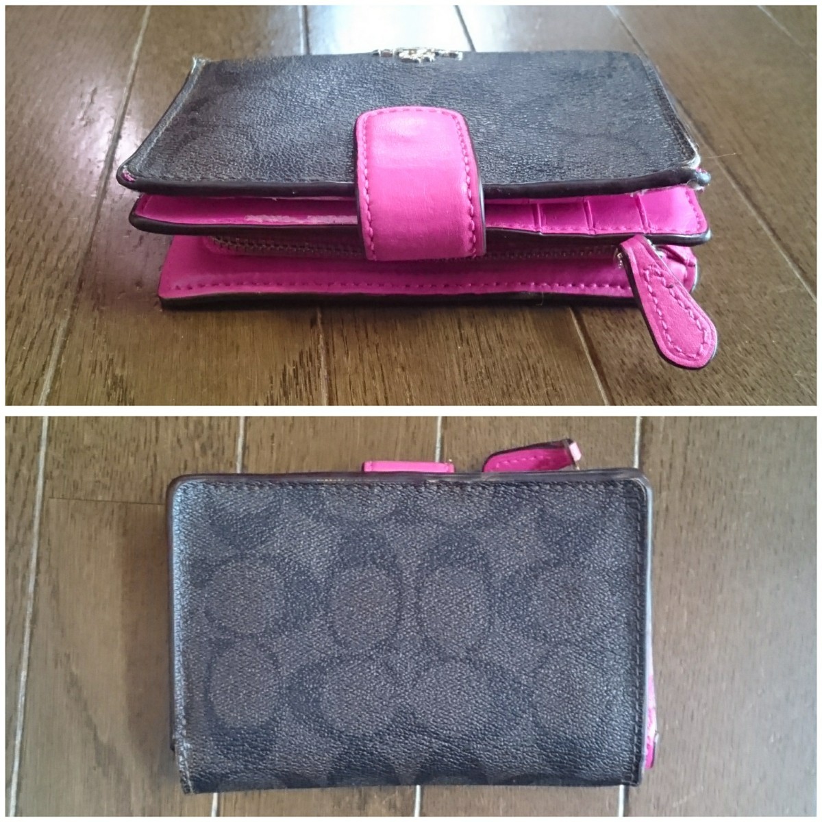 ジャンク COACH コーチ 二つ折り財布 シグネチャー ボロボロです