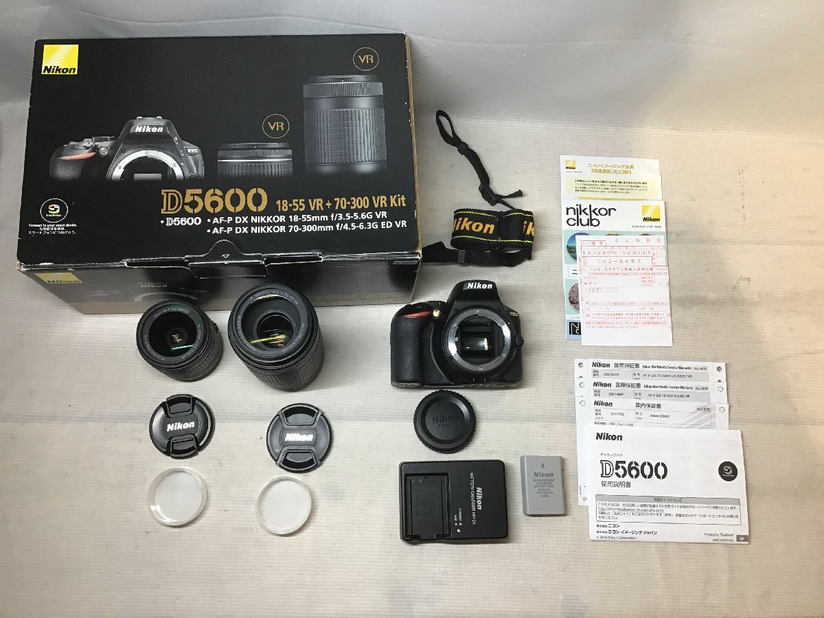 カメラ☆良品☆Nikon ニコン D5600ダブルズームキット AF-S DX /NIKKOR 18-55mm f/3.5-5.6G NIKKOR 55-300mm 4.5-5.6G G ED[554-0305-W1]_画像1