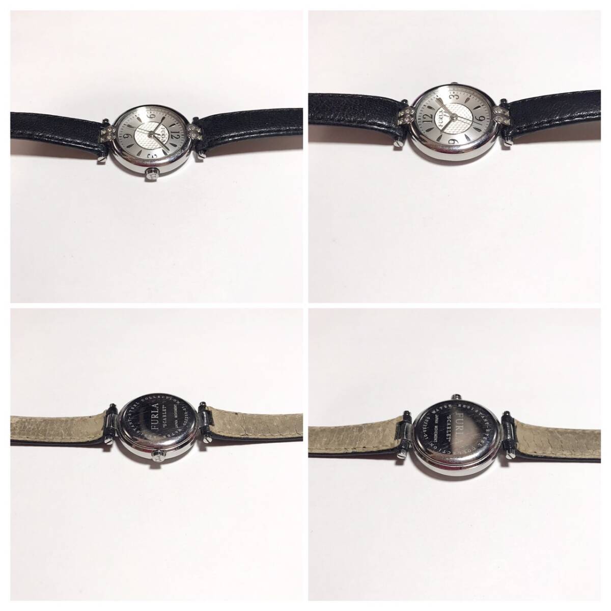 [1 jpy ] clock FURLA Furla SCARLET scarlet 002259-01 QUARTZ quartz 3 hands GENUINE LEATHER original leather watch wristwatch junk treatment 