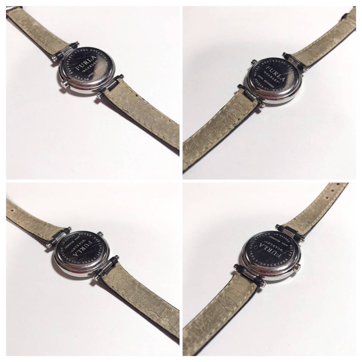 [1 jpy ] clock FURLA Furla SCARLET scarlet 002259-01 QUARTZ quartz 3 hands GENUINE LEATHER original leather watch wristwatch junk treatment 