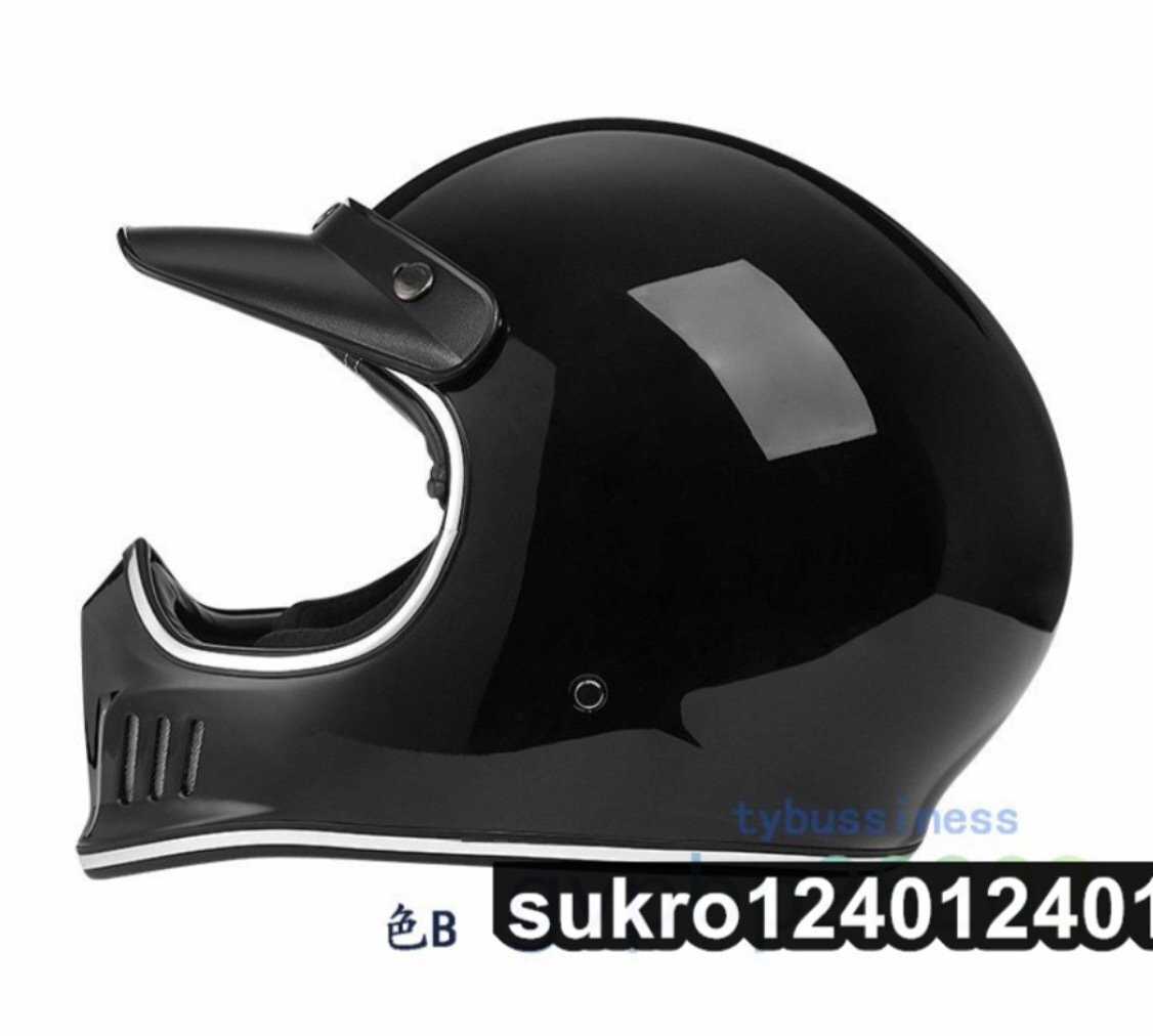 オフロードヘルメット レトロハーレーヘルメット フルフェイスヘルメット バイク ヘルメット男女兼用 4色通気性良 サイズ M-XXL_画像1