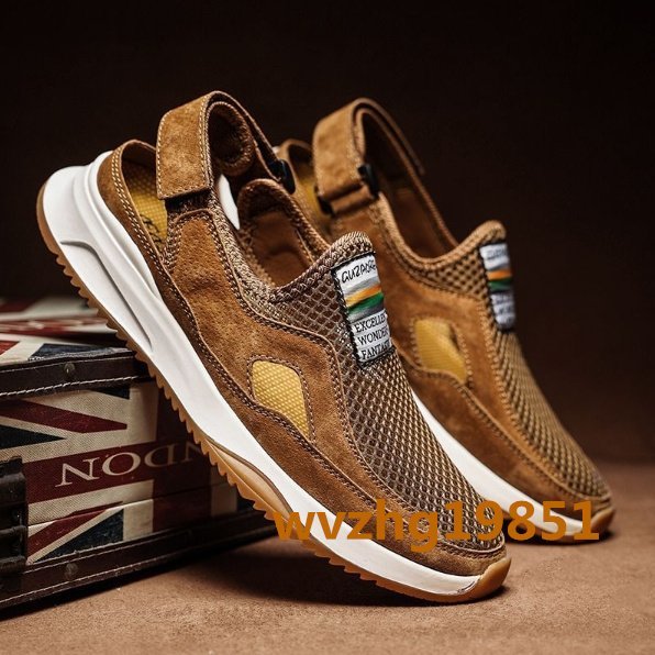  sneakers sandals men's new goods gentleman shoes casual mesh ventilation outdoor camp shoes beige 26cm