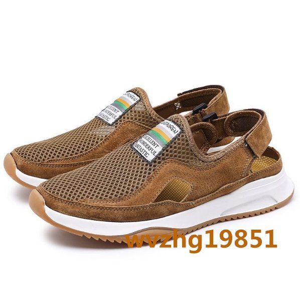  sneakers sandals men's new goods gentleman shoes casual mesh ventilation outdoor camp shoes beige 26cm