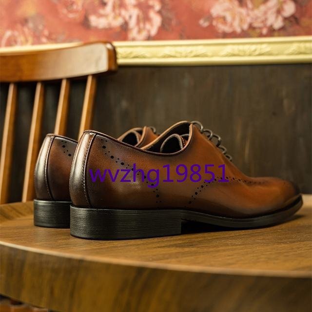 メンズビジネスシューズ　メンズシューズ　 紐靴　牛革　本革　革靴　フォーマル　紳士靴　イギリス風　通勤　快適　ブラウン　26.5cm_画像5