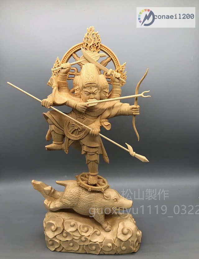 最新作 総檜材 木彫仏像 仏教美術 精密細工 摩利支天立像 高 最新作 総檜材 木彫仏像 仏教美術 精密細工 摩利支天立像 高