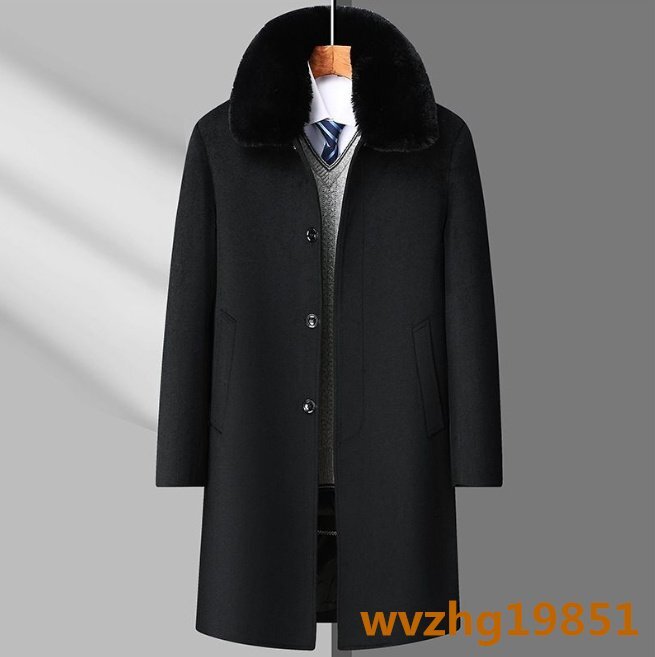 メンズコート 厚手 ビジネスコート 高級 ダウンジャケット 超希少 ロングコート WOOL ウール 紳士スーツ 黒 4XL_画像1
