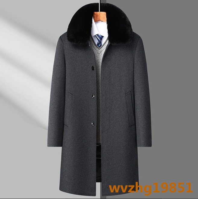 メンズコート 厚手 ビジネスコート 高級 ダウンジャケット 超希少 ロングコート WOOL ウール 紳士スーツ 黒 4XL_画像4