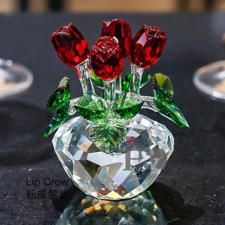 人気新品 置物ガラス 水晶 花束 クリスタルガラス ギフト 箱入り 置き物 プレゼント 母の日 ホワイトデー_画像2