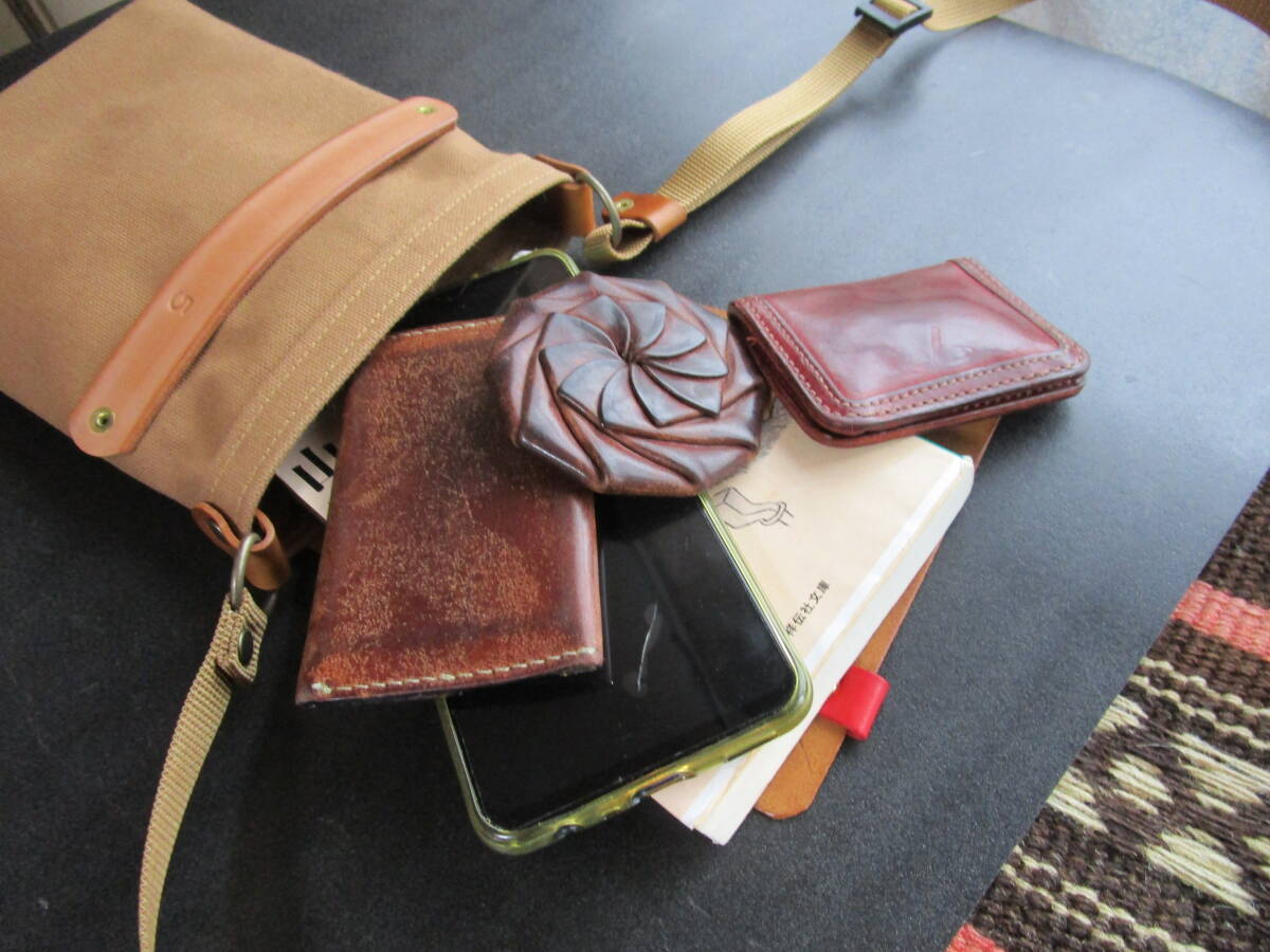  Kurashiki. canvas . fine quality Italy cow leather covered sakoshu!. discount a little thick. mocha beige Okayama Kurashiki cell bichi8 number canvas! leather! hand made 