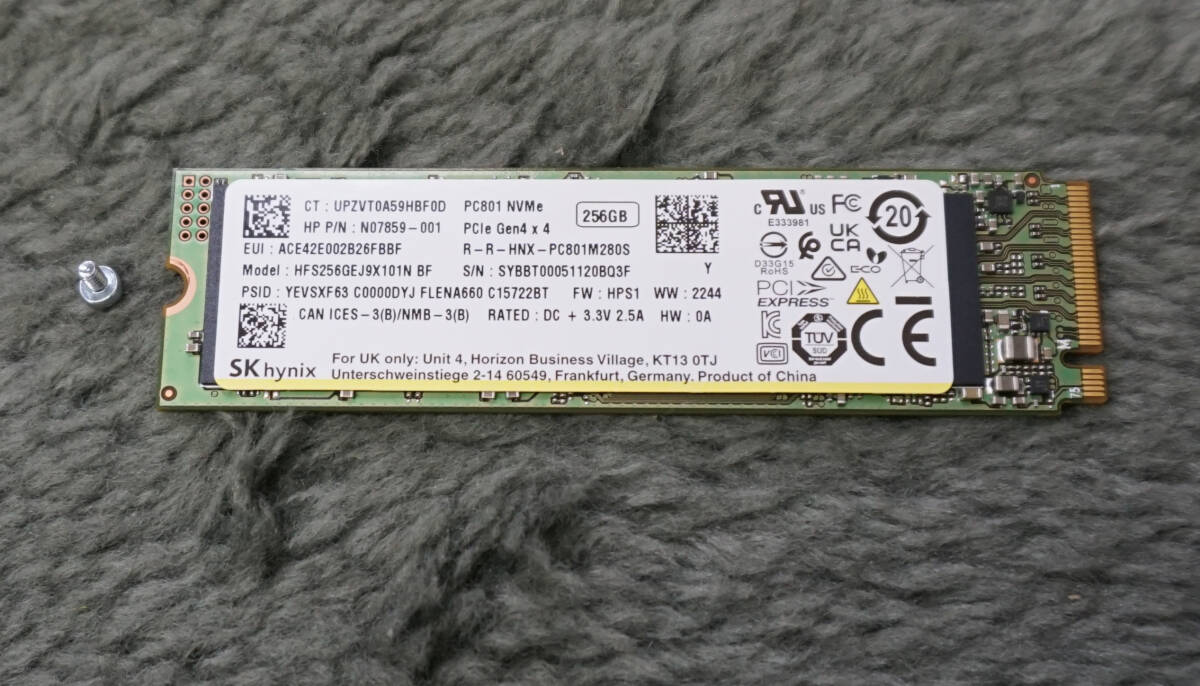 SSD 256GB NVMe 2280 SK hynix HFS256GEJ9X101N_画像1