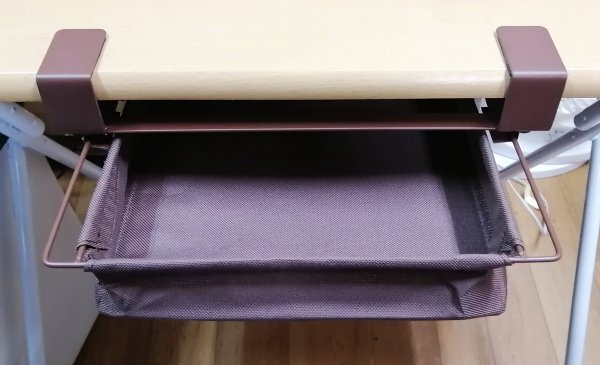 Ea1 00123 コジット テーブルの下に! スライド収納 色ブラウン テーブルの厚み1～3ｃｍ対応 すき間収納_画像4