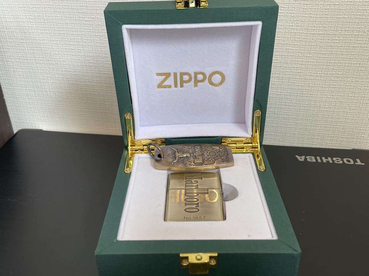 1円 超希少 未使用 ZIPPO ジッポライター マルボロ Marlboroオイルライターゴールドライター ZIPPO 真鍮製 新品 箱付き_画像8