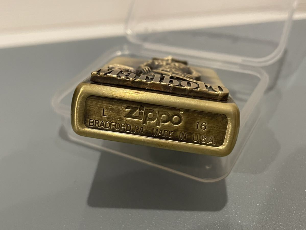 1円 ZIPPO ライター マルボロ Marlboroジッポ Zippoオイルライター真鍮製 中古品 喫煙グッズ ジッポー 火花確認済の画像6