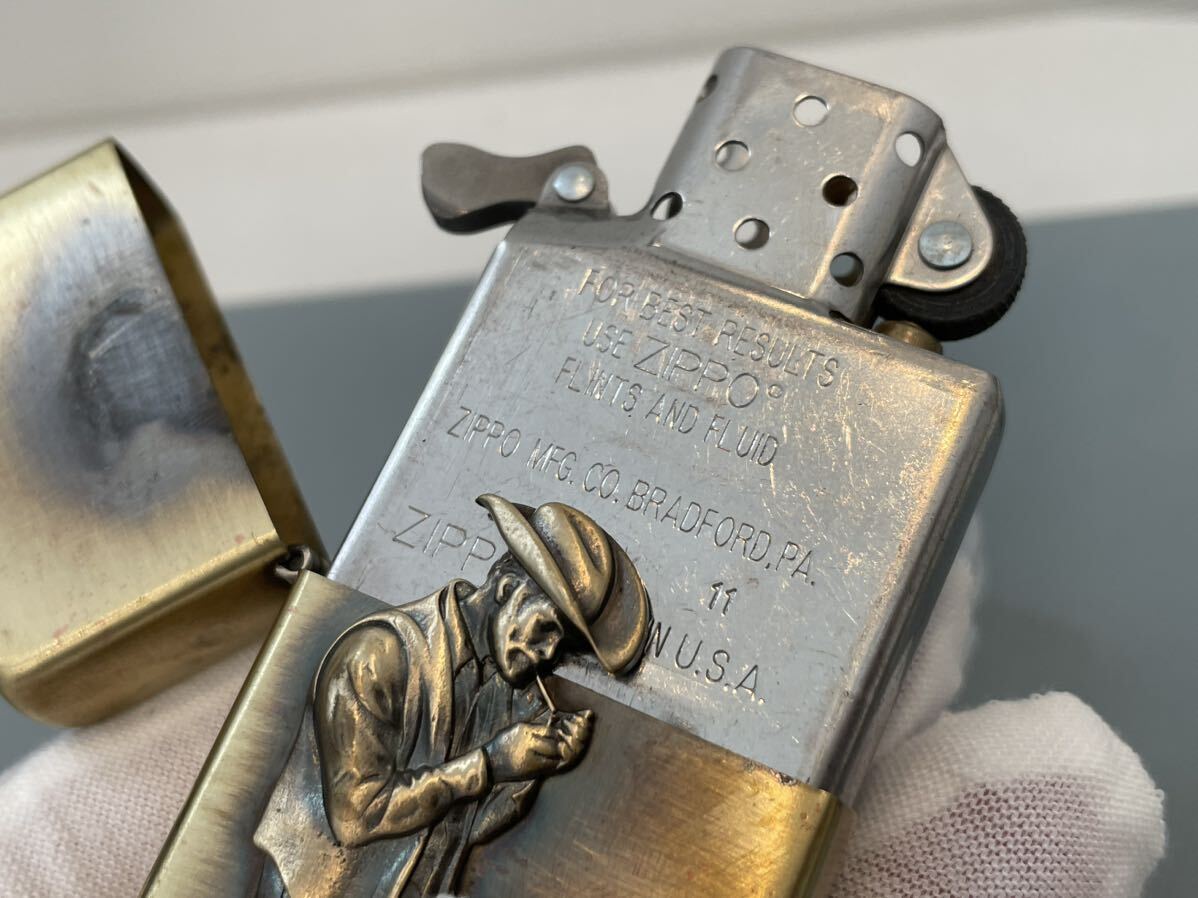 1円 ZIPPO ライター マルボロ Marlboroジッポ Zippoオイルライター真鍮製 中古品 喫煙グッズジッポー E9803_画像10