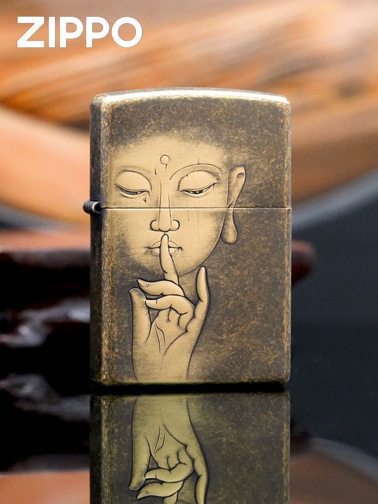 1円 禅仏 両面彫刻 Zippo 真鍮製 ライター ジッポー オイルライター 新品 煙グッズ _画像1