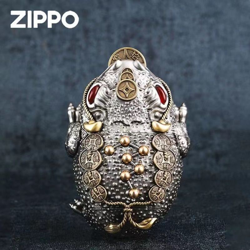 1円 定価11.9万 金蟾 招財進宝 Zippo 真鍮製 ライター ジッポー 立体感 重量感 オイルライター 新品 煙グッズ _画像3