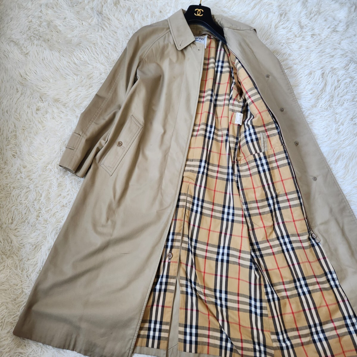 バーバリー【定番アイテム マキシ丈 着丈108cm サイズ 9AB M相当】BURBERRY ステンカラーコート スプリングコート ベージュ ノバチェック_画像3