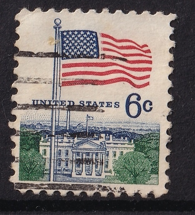 1971年頃/アメリカ/外国切手1枚セット/ホワイトハウス 星条旗/6c/USA UNITED STATES_画像1