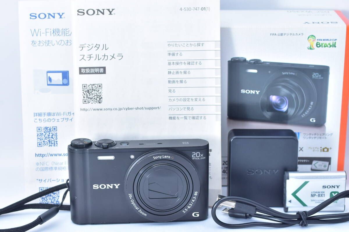 ★ほぼ新品・元箱付き★ソニー サイバーショット Sony Cyber-Shot DSC-WX350 Black 黒★付属品多数！ストラップ★専門店 動作確認済み_画像1