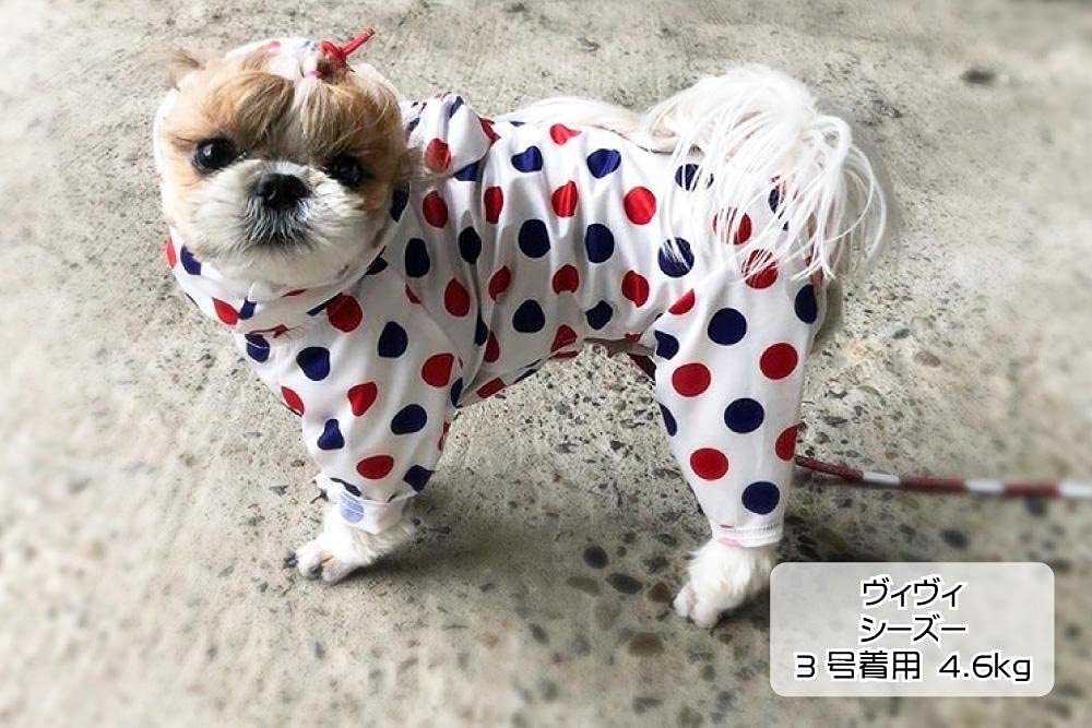 新品 送料無料 定価3278円 犬服 VERY ストレッチフルカバーレインコート 合羽 カッパ 4脚タイプ L3号 小型犬 ドッグウェア トイプードルの画像6