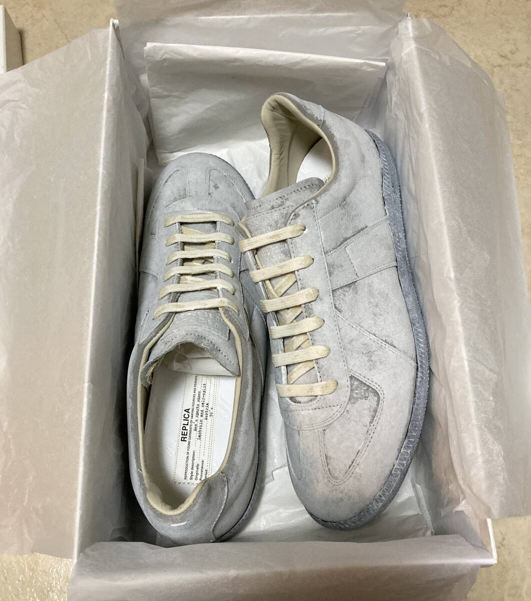 新品 43 メゾン マルジェラ Maison Martin Margiela ジャーマントレーナー レプリカ スニーカー ペンキ MM6 ビアンケット デニム タビ 靴_画像1