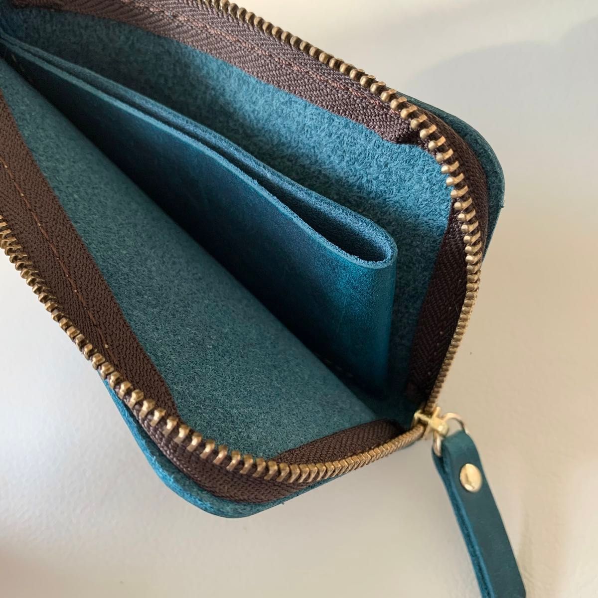 財布 メンズ 本革 ミニ財布 二つ折り財布 牛革 クレイジーホースレザー コンパクト ブルー 青 新品未使用 