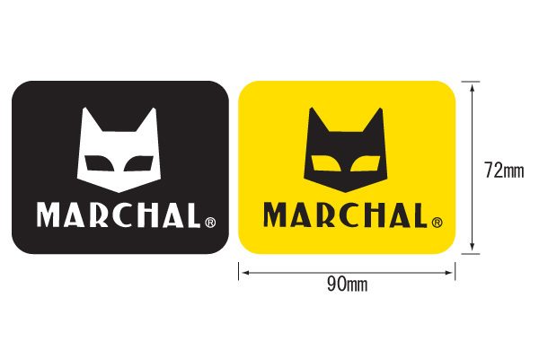 MARCHAL　マーシャル　ステッカー　イエロー＆ブラック　大　2枚組　幅90mm×高さ72mm　バイク　旧車　猫　デカール　7015