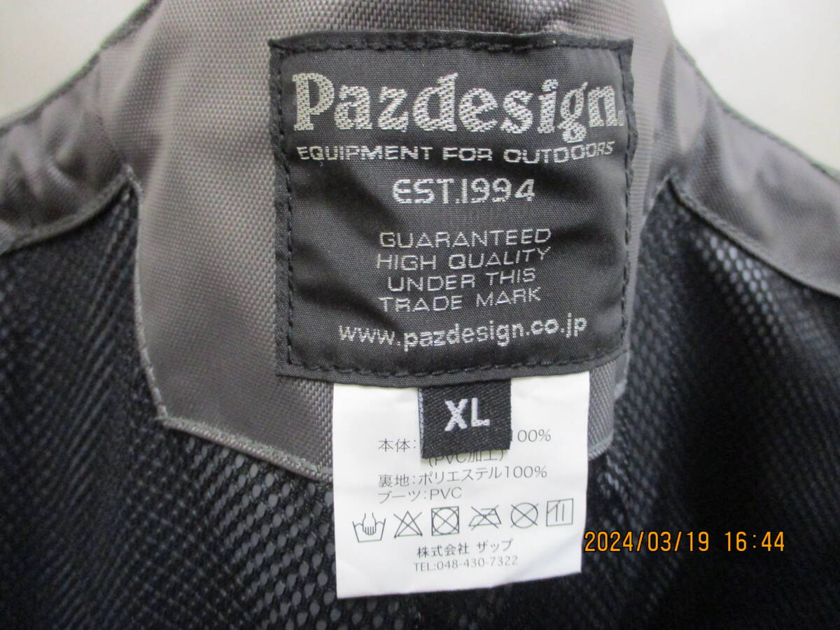 XL 27cm Pazdesig パズデザイン PVC BOOTS CHEST HIGH WADER FS ブーツチェストハイウェーダー FS PPW-451 グレー スパイク底の画像3