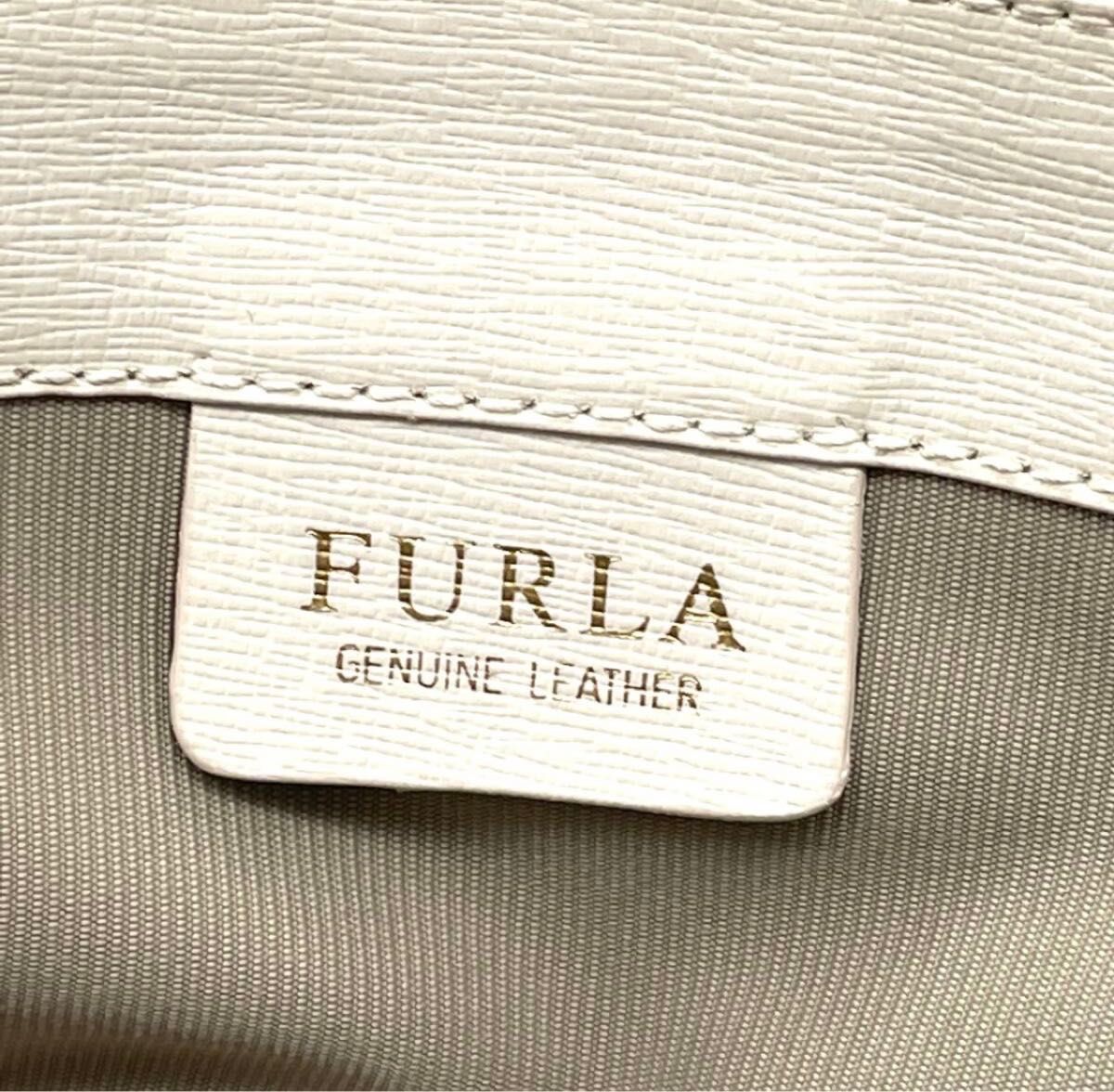 美品 FURLA フルラ サリー ハンドバッグ トートバッグ オールレザー ホワイト 大容量 腕かけレディース