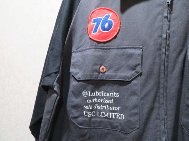 [ редкость ]76Lubricants(nanarok)< вышивка нашивка карман полный Zip >UNION76 рубашка с длинным рукавом 