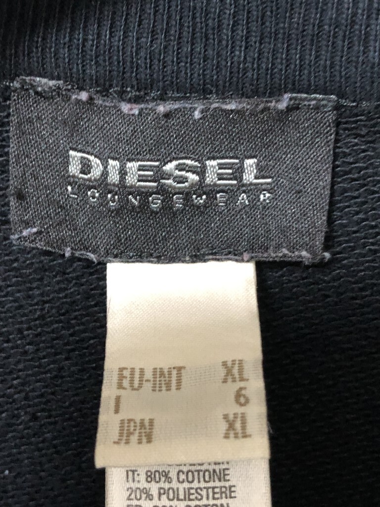 ◆DIESEL ディーゼル 胸ロゴ スウェットトレーナー XL　ブラック_画像6