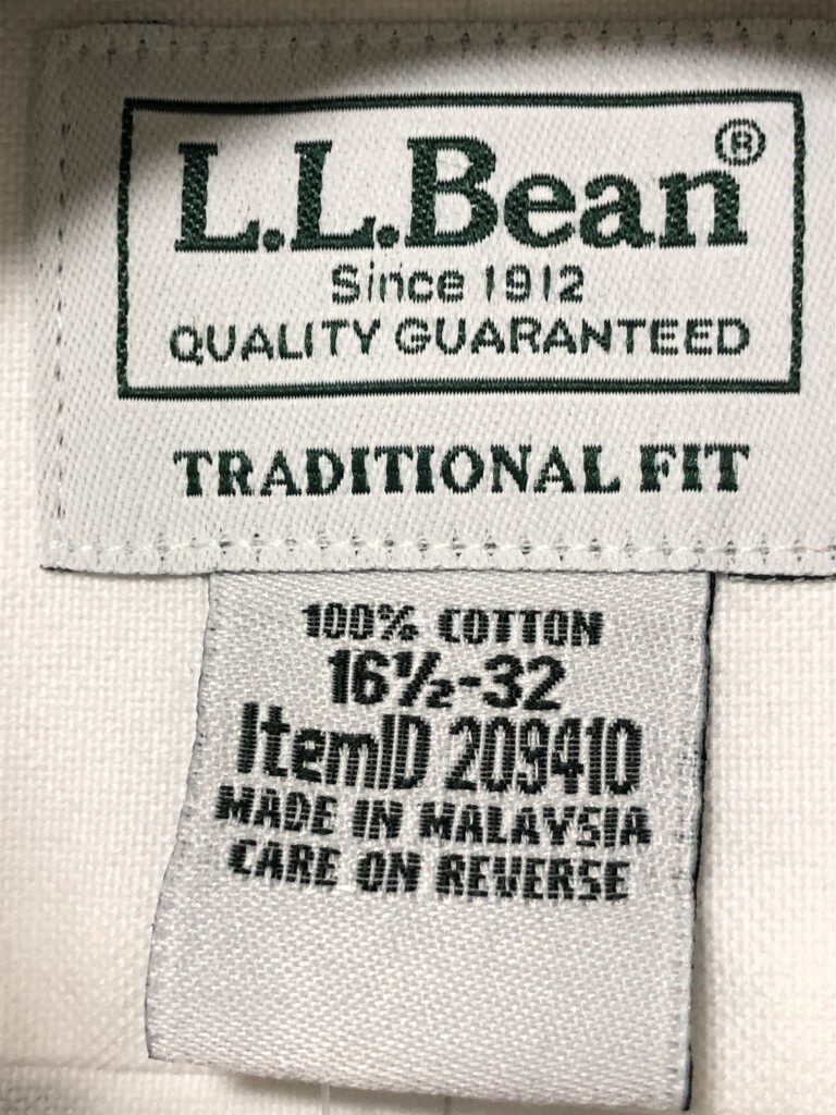 未使用◆L.L.Bean エルエルビーン オックスフォード　BD 長袖シャツ 白 形態安定 　ホワイト_画像7