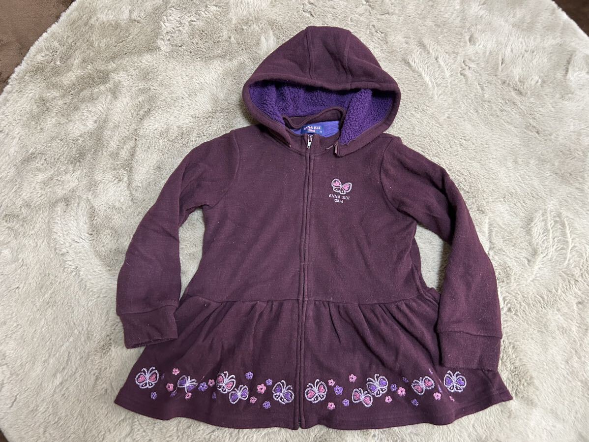  Anna Sui Mini Parker 130 centimeter outer Kids girl woman outer garment jumper embroidery 