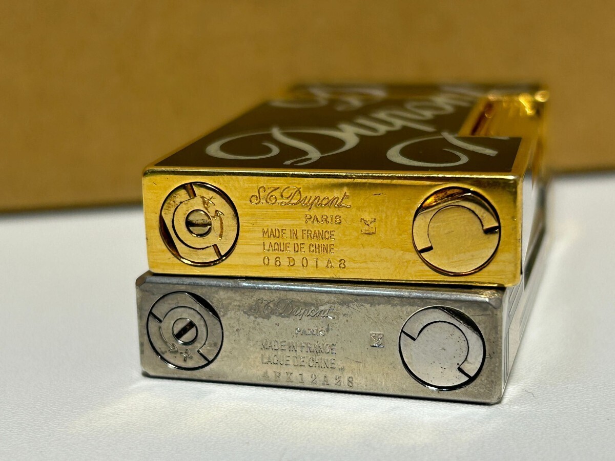 S.T Dupont／エス・テー・デュポン　 ライター 　 ゴールドカラー 　06D01A8　シルバー　4Pk12A28 2個　 動作品!_画像5