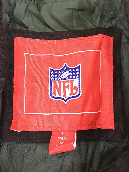 古着 NFL New York Jets ジェッツ 本革 オール スエード レザー スタジャン ジャケット L 古着_画像9