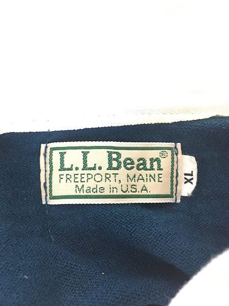 古着 80s USA製 LL Bean マルチ ボーダー コットン ラガー ラグビー シャツ カットソー XL_画像7