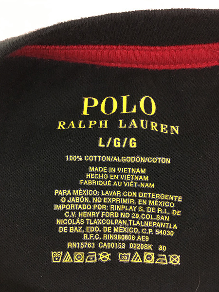 古着 Polo Ralph Lauren 「POLO BEAR」 ポロベア 長袖 Tシャツ ロンT 黒 L 古着_画像5